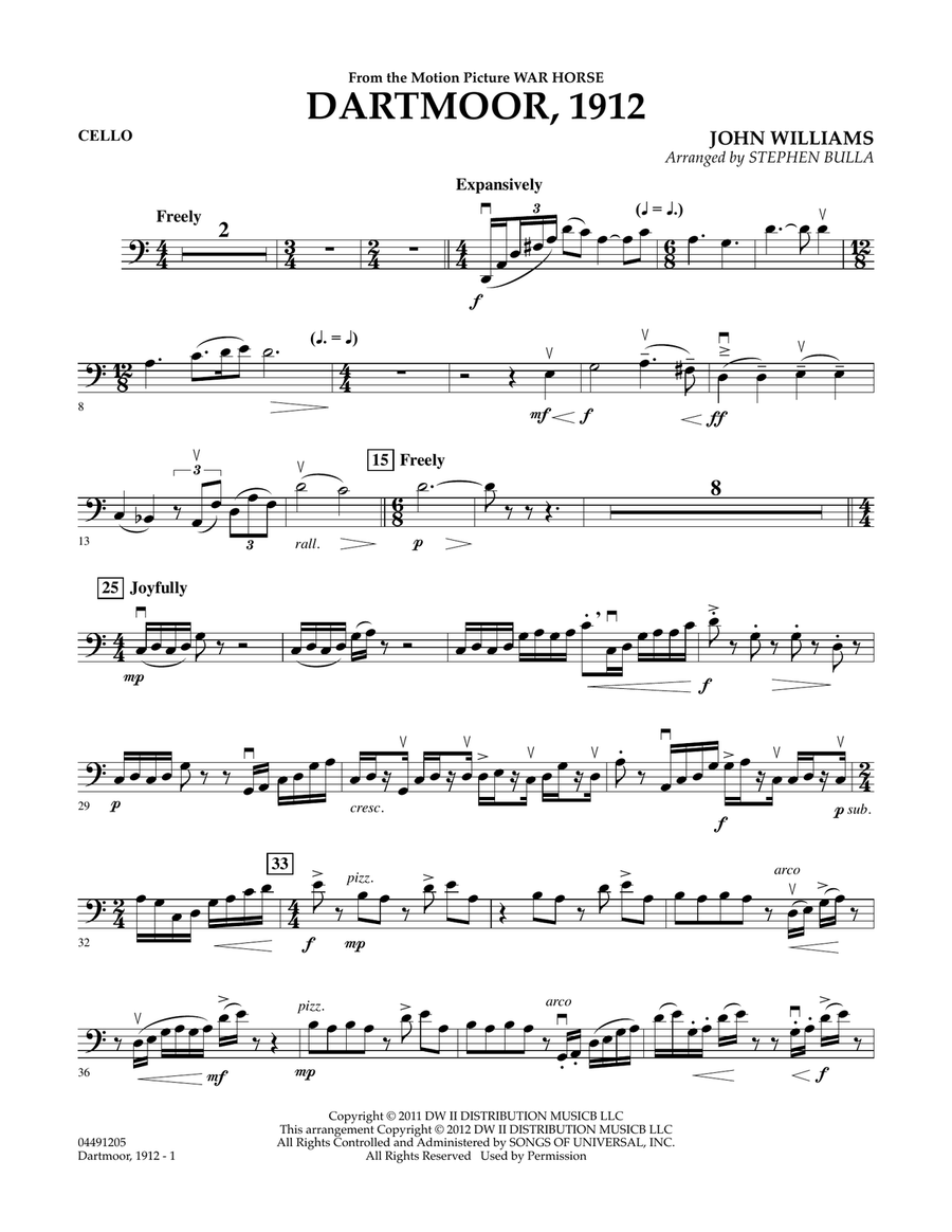 Dartmoor, 1912 (from War Horse) - Cello Orchestra scores gallery preview page 1
