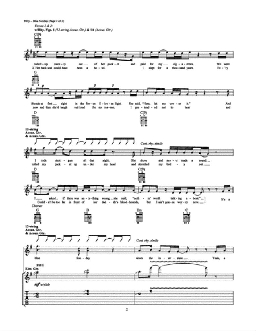 Blue Sunday Blue Sunday Electric Guitar scores gallery preview page 2