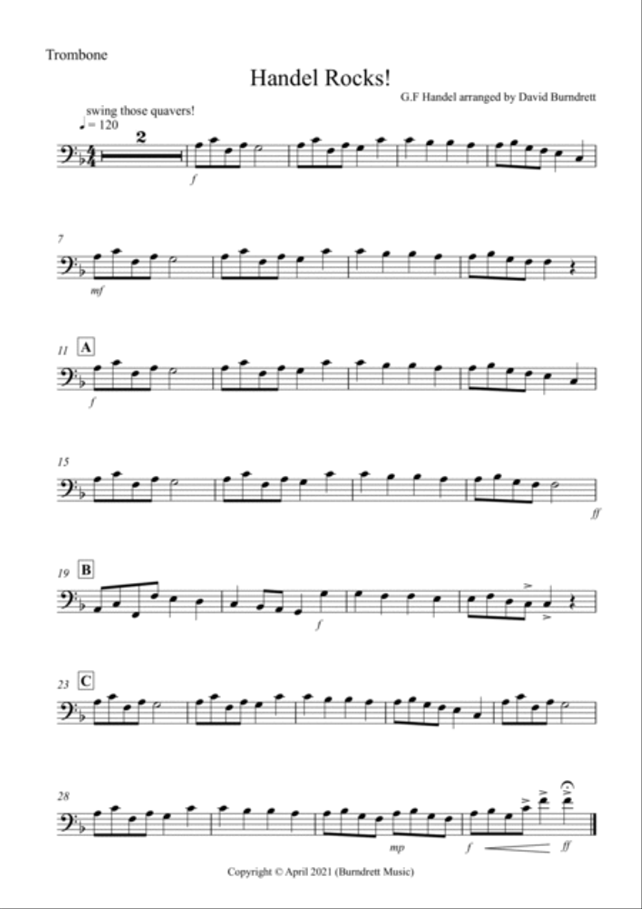 Handel Rocks! for Trombone and Piano Piano scores gallery preview page 3
