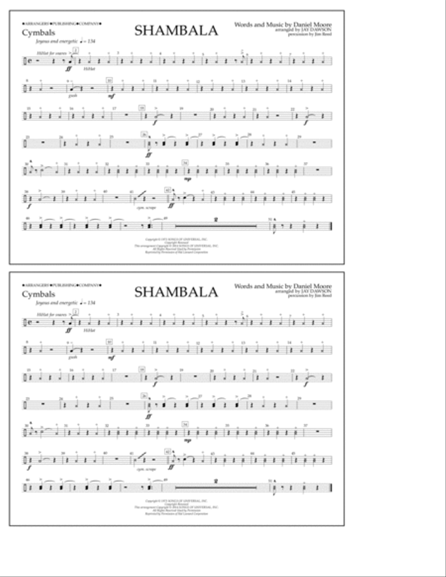 Shambala - Cymbals Marching Band scores gallery preview page 1
