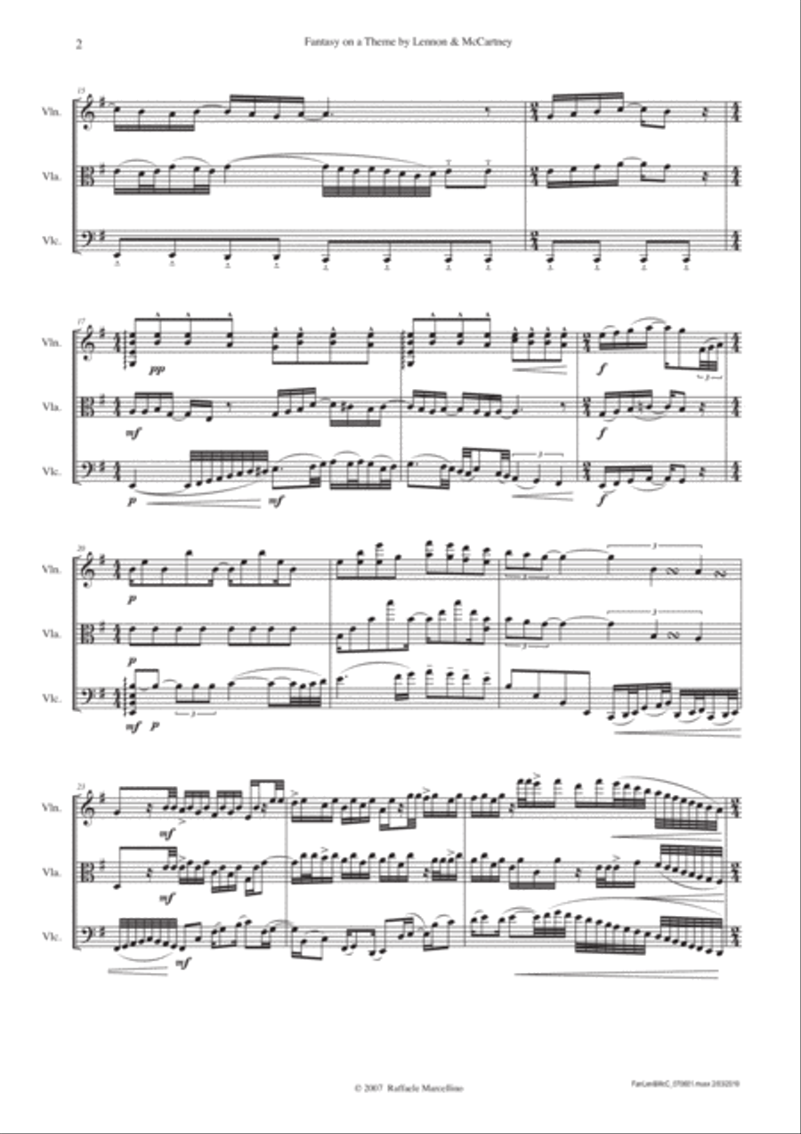Fantasy on a Theme by Lennon & McCartney String Trio scores gallery preview page 2