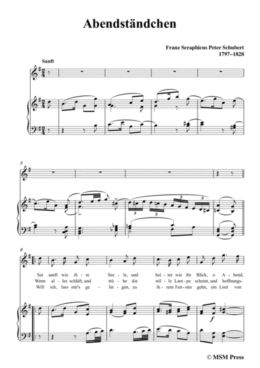 Schubert-Abendständchen,in G Major,for Voice&Piano image number null