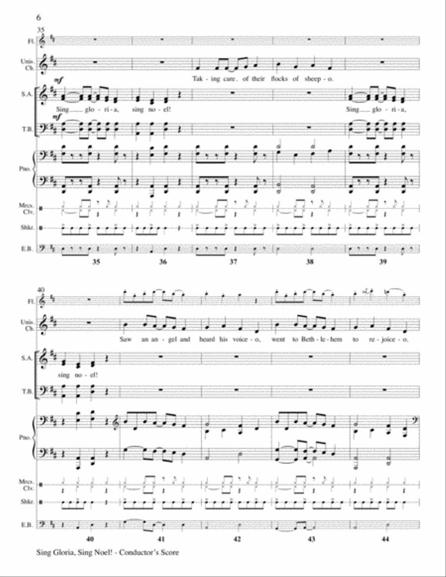 Sing Gloria, Sing Noel!-Raney-Conductor's Score, Flute, & Percussion-Digital Ver Unison Choir scores gallery preview page 6