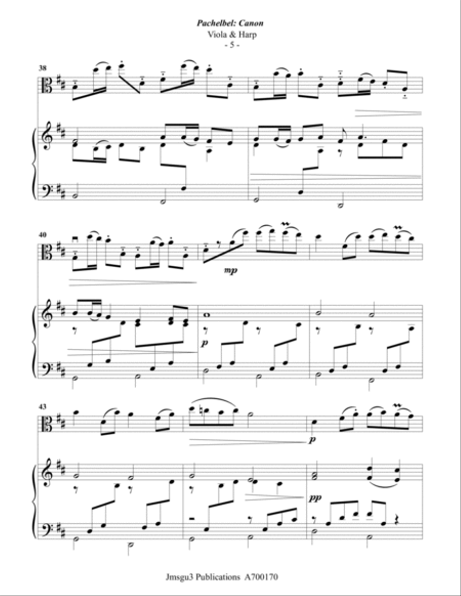 Pachelbel: Canon in D for Viola and Harp String Duet scores gallery preview page 5