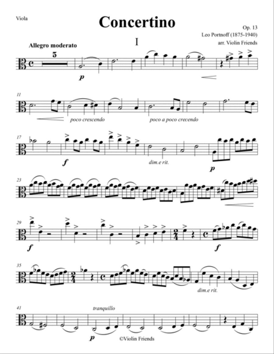 Concertino by Leo Portnoff Op.13 arr.for Viola and Piano Chamber Music scores gallery preview page 2