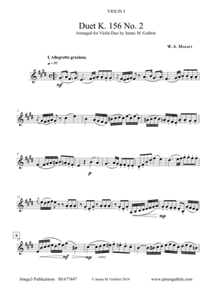 Mozart: Duet K. 156 No. 2 for Violin Duo