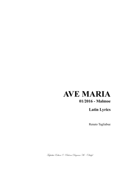 AVE MARIA - Tagliabue - 01/2016 - Malmoe - Latin Lyrics - For SATB Choir and Organ image number null