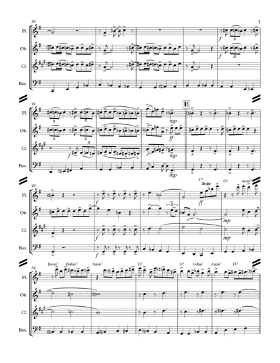 Boogie Woogie Santa Claus Woodwind Quartet scores gallery preview page 4