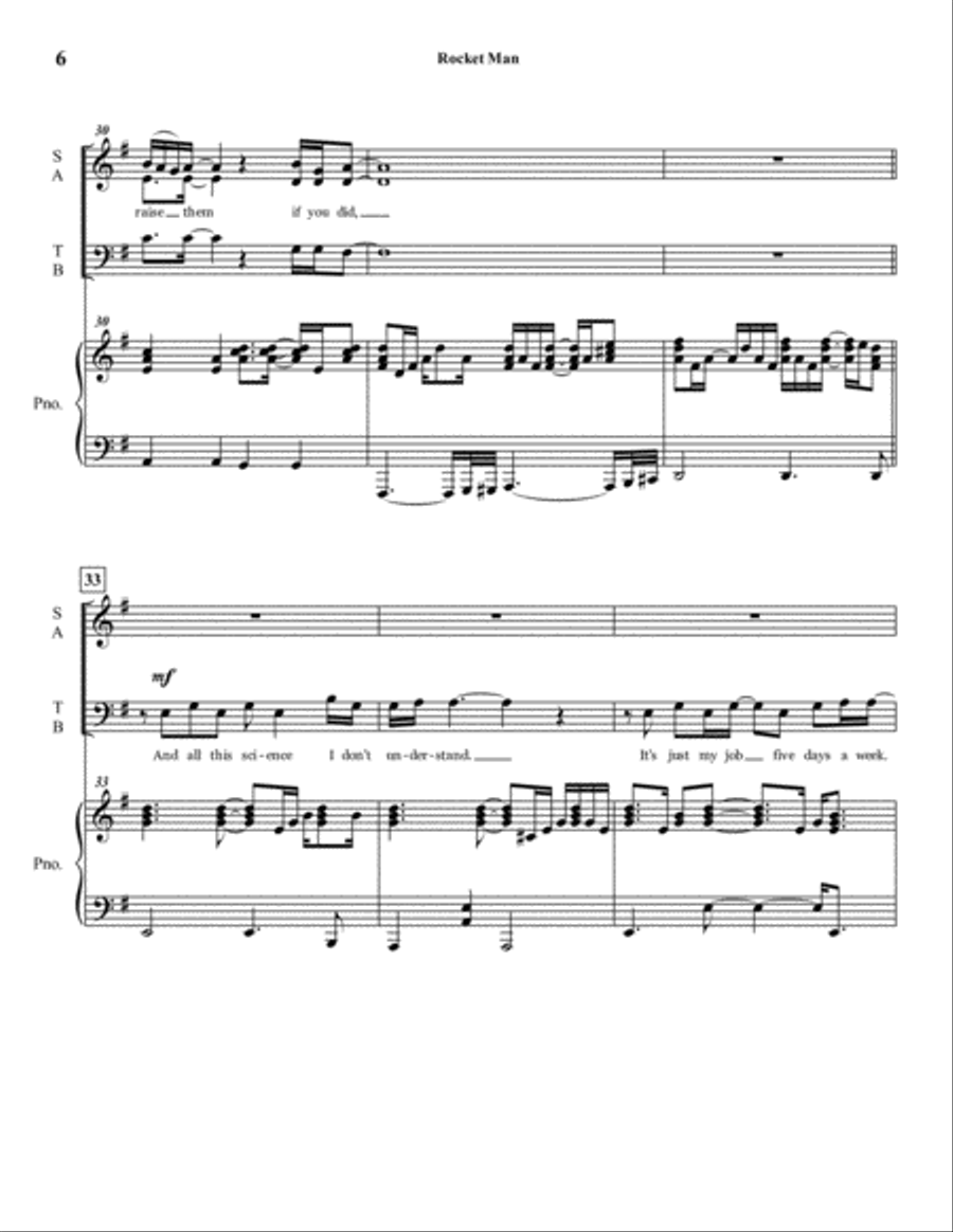 Rocket Man (i Think It's Gonna Be A Long Long Time) 3-Part scores gallery preview page 6