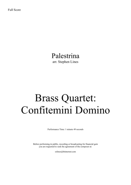 Confitemini Domino for Brass Quartet image number null