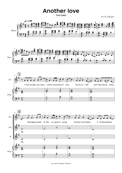 Another love – Tom Odell Sheet music for Piano (Piano-Voice)