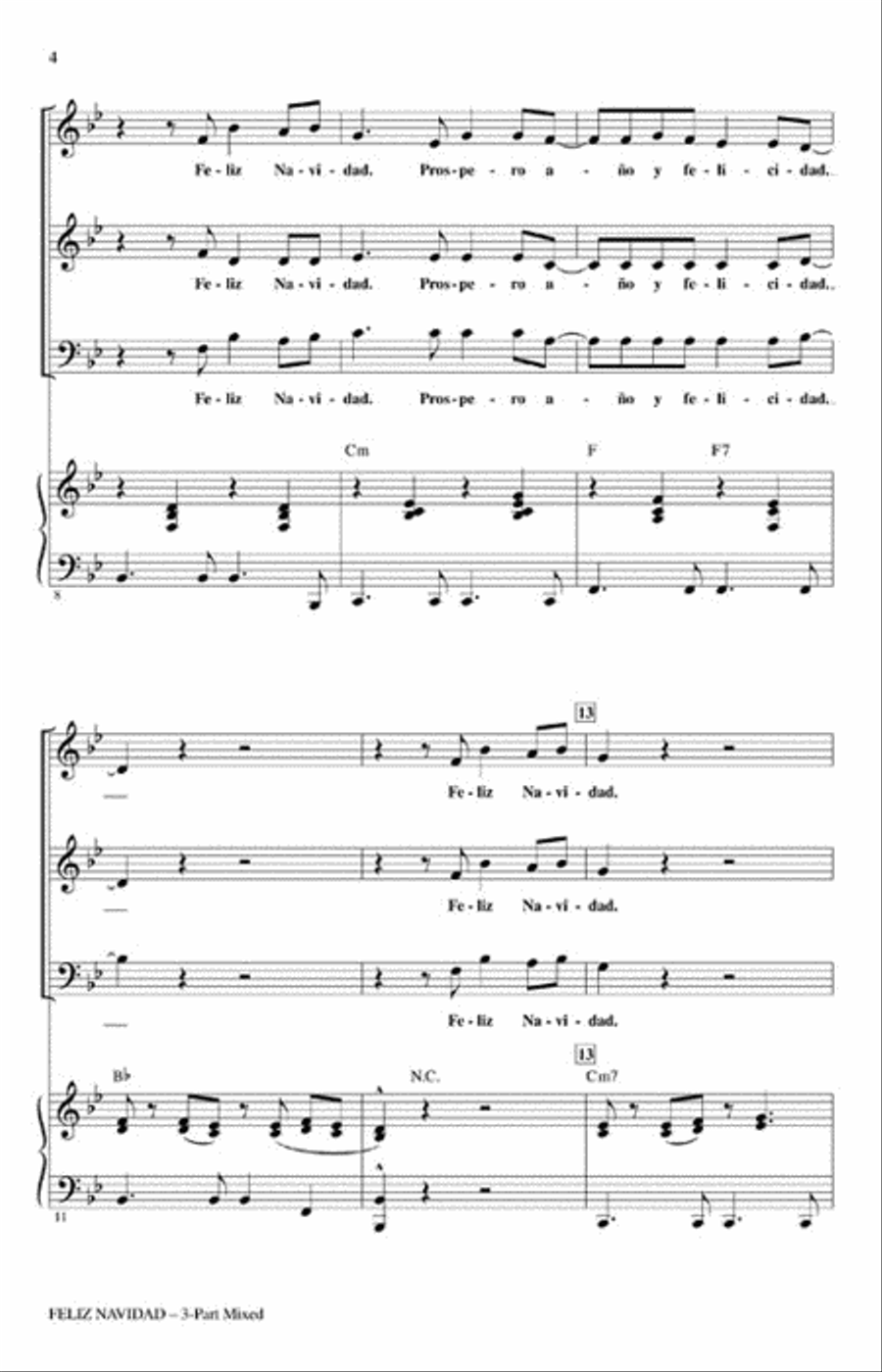 Feliz Navidad 3-Part scores gallery preview page 3