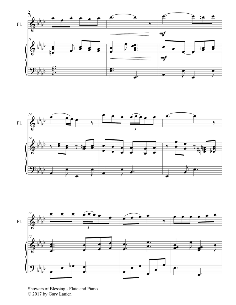 SHOWERS OF BLESSING (Duet – Flute & Piano with Score/Part) Flute Solo scores gallery preview page 3