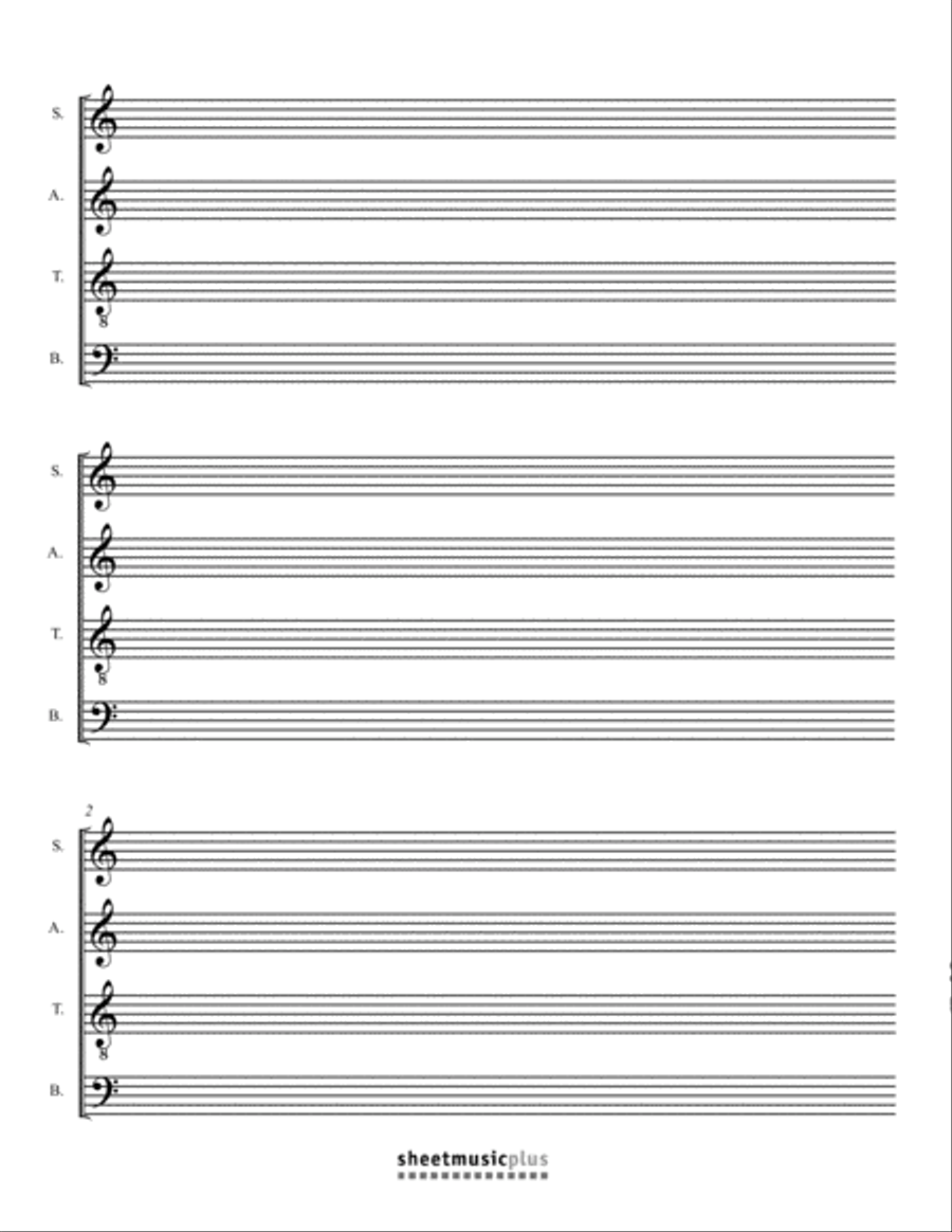 SATB Choral Manuscript Paper (Blank) 4-Part scores gallery preview page 4