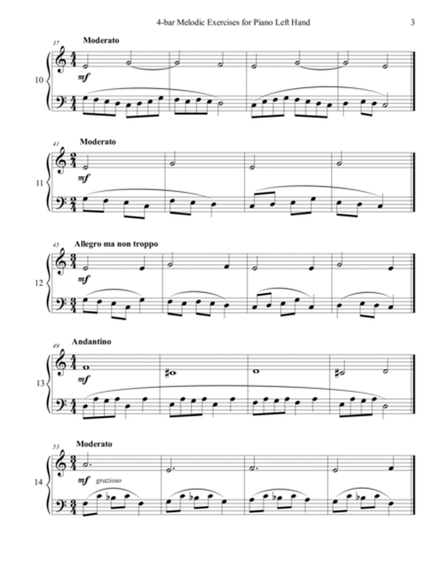 4-bar Melodic Exercises for Piano Left Hand - Early Intermediate image number null