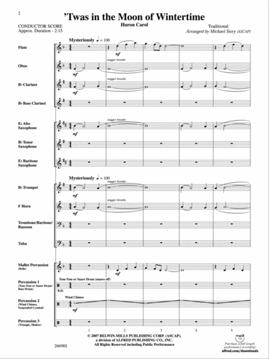 'Twas in the Moon of Wintertime Concert Band scores gallery preview page 2