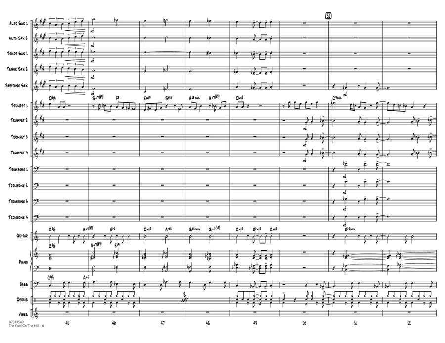 The Fool on the Hill (Flugelhorn Feature) - Full Score Jazz Ensemble scores gallery preview page 6