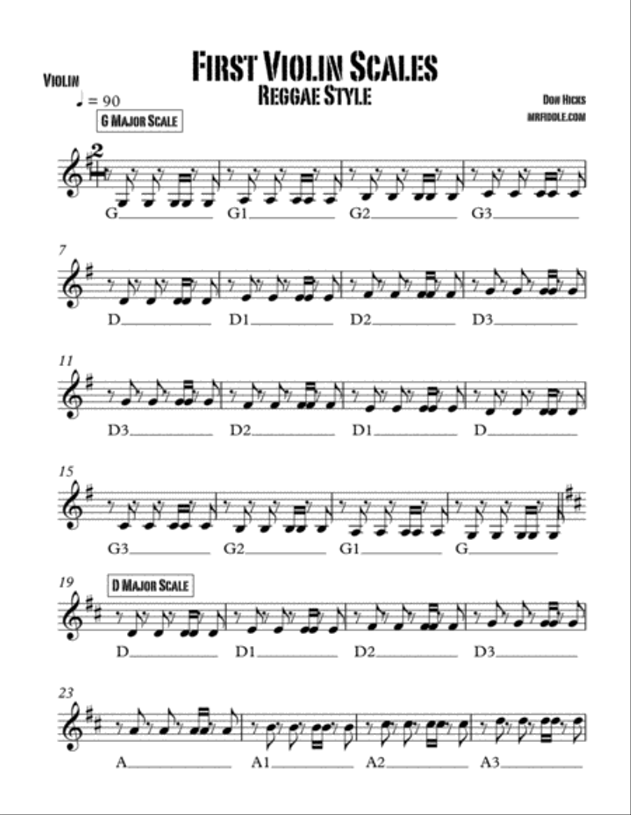 First Violin Scales - Reggae Style! Violin Solo scores gallery preview page 2