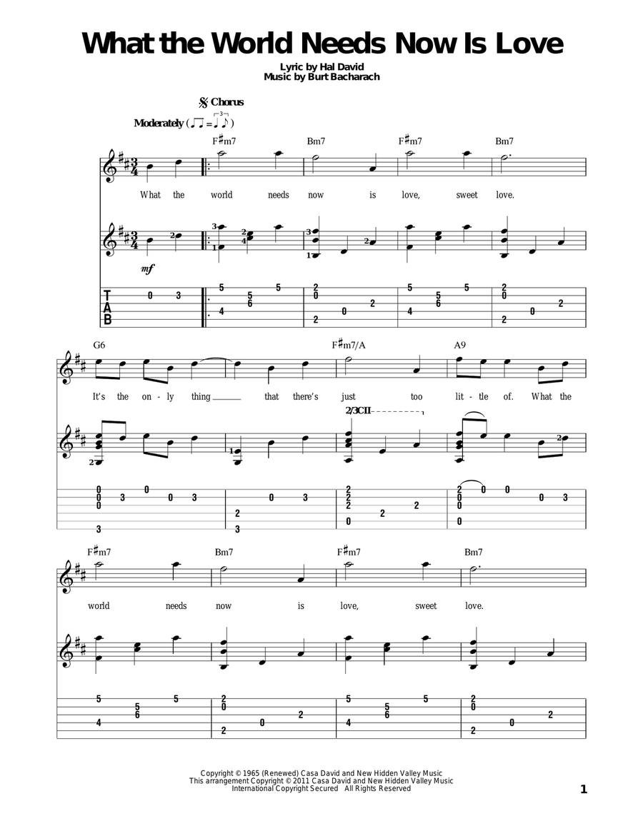 What The World Needs Now Is Love Acoustic Guitar scores gallery preview page 1