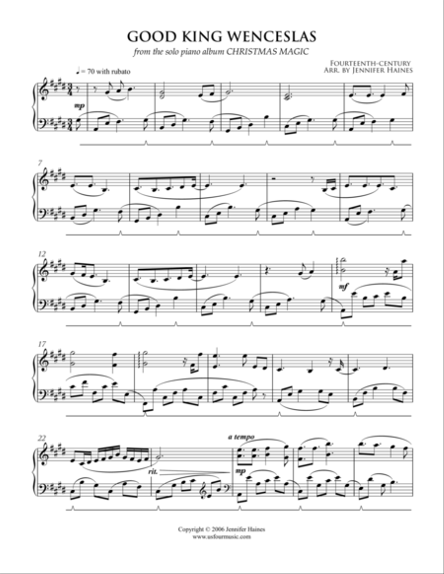 Good King Wenceslas Piano Solo scores gallery preview page 1