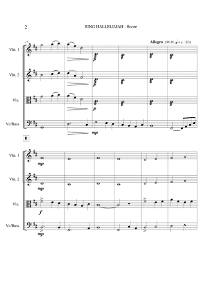 Sing Hallelujah String Quartet/Orchestra Score + Set of Parts image number null