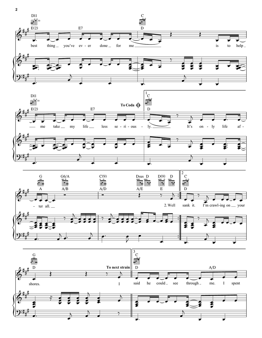 Closer To Fine Piano, Vocal, Guitar scores gallery preview page 2