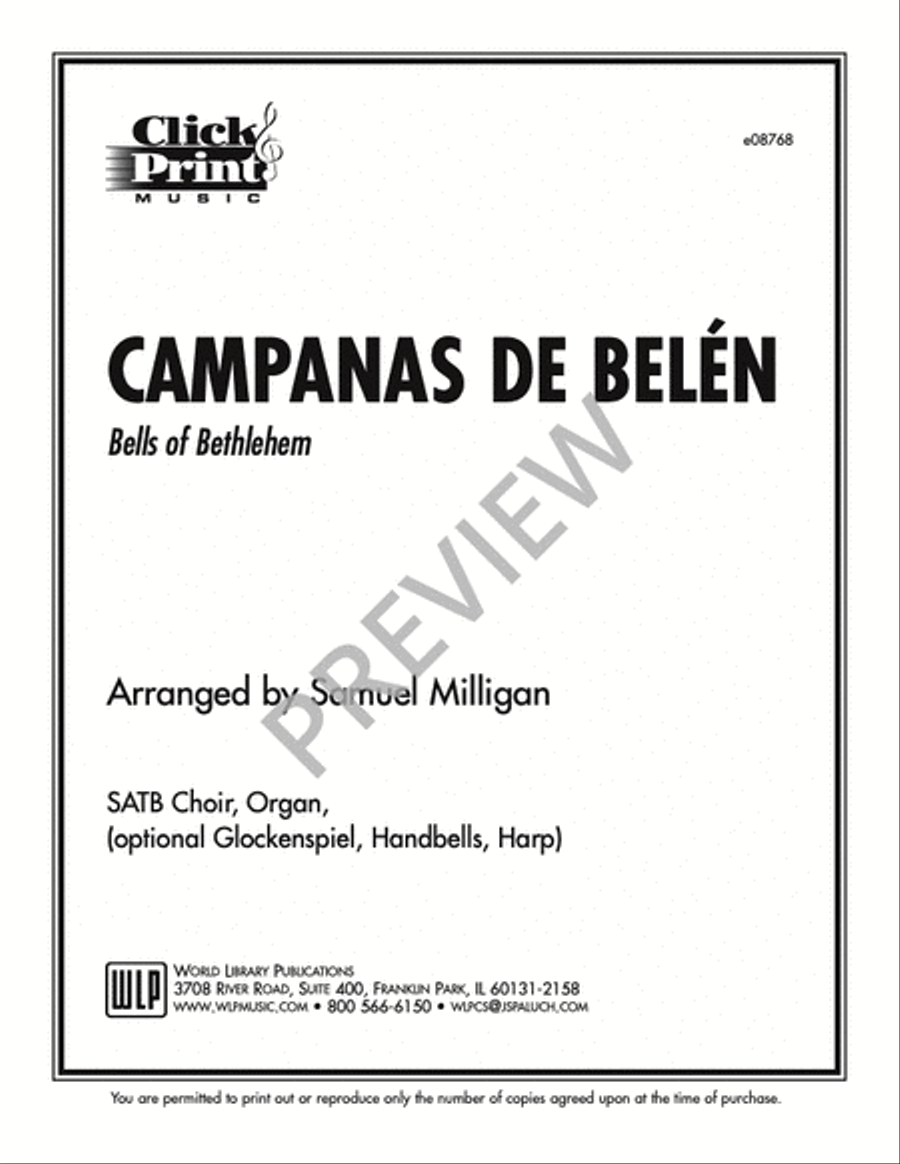 Campanas de Belen-Milligan 4-Part scores gallery preview page 7