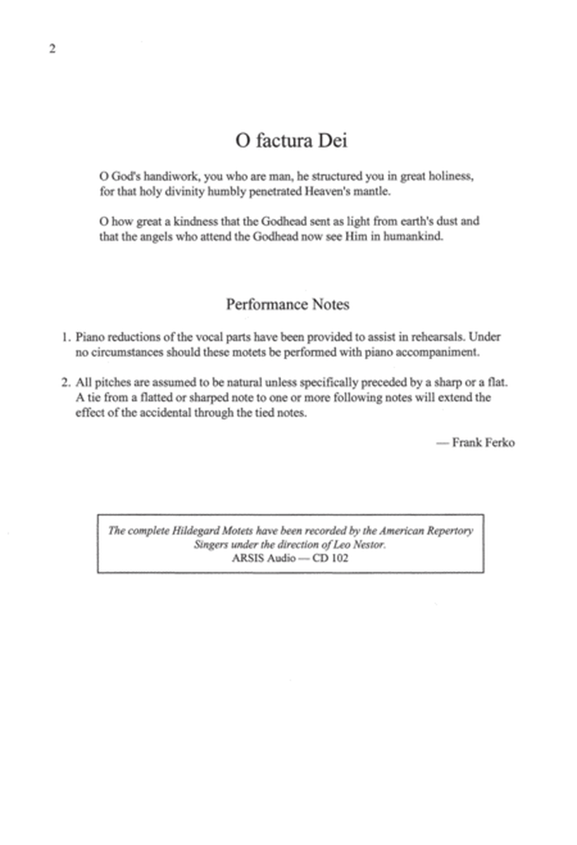 The Hildegard Motets: 4. O factura Dei (Downloadable)