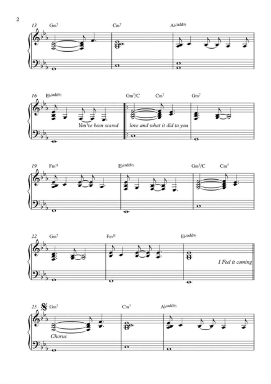 I Feel It Coming Piano Solo scores gallery preview page 2