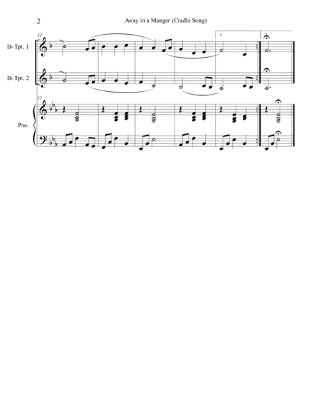 Away in a Manger (Cradle Song) for trumpet duet with piano accompaniment image number null