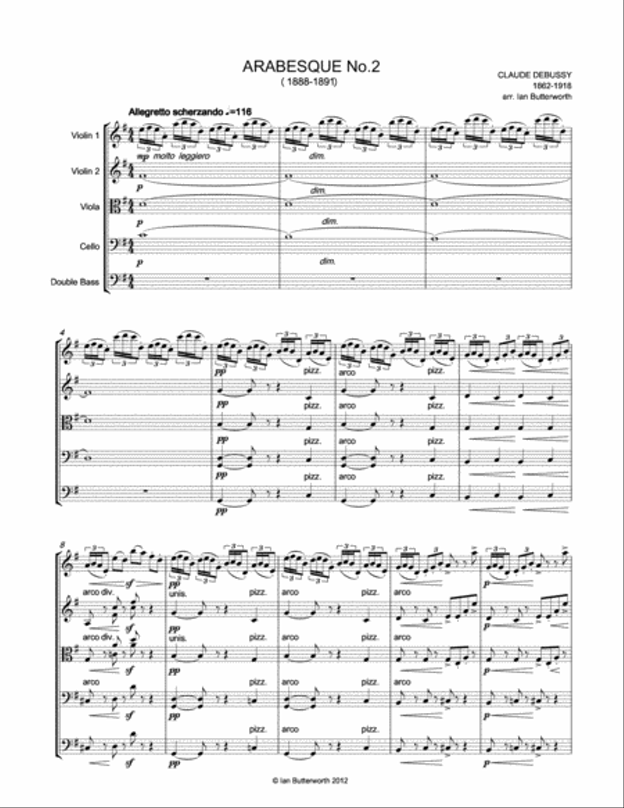 DEBUSSY Arabesque No.2 for string orchestra String Orchestra scores gallery preview page 2