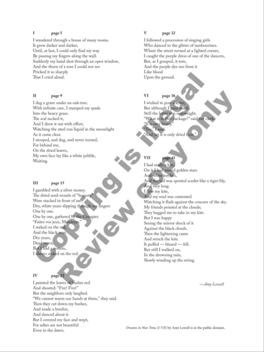 Dreams in War Time Mezzo-Soprano Voice scores gallery preview page 17
