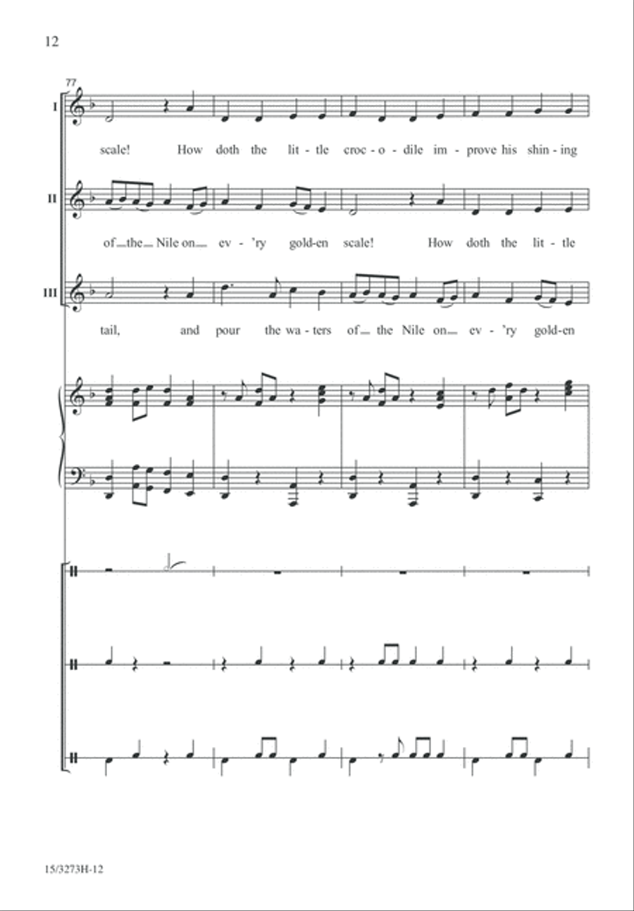 How Doth the Little Crocodile 2-Part scores gallery preview page 12