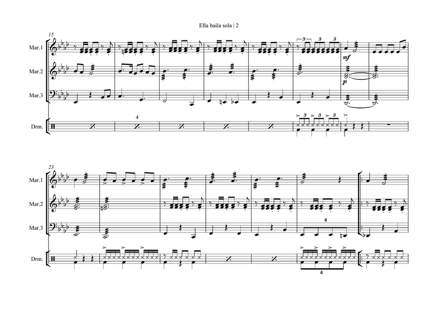 Ella Baila Sola Percussion Ensemble scores gallery preview page 4