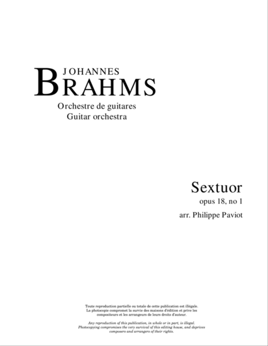 Sextuor, opus 18, no 1 (2e mouv.) Guitar Ensemble scores gallery preview page 1