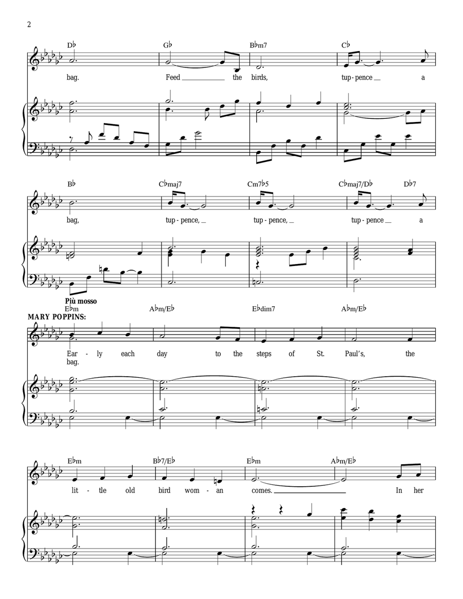 Feed The Birds (Tuppence A Bag) (from Mary Poppins: The Musical) Voice scores gallery preview page 2