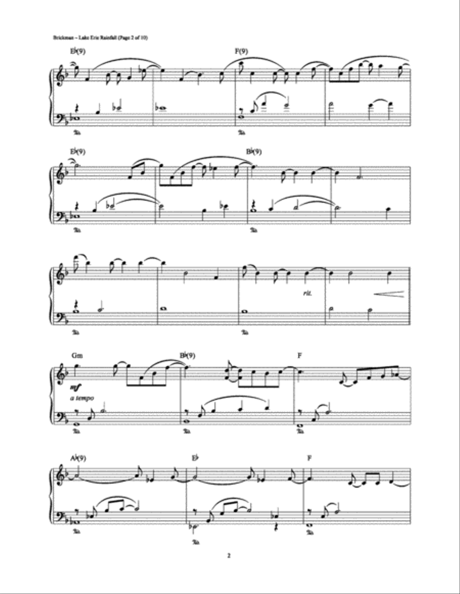 Lake Erie Rainfall Piano Solo scores gallery preview page 2