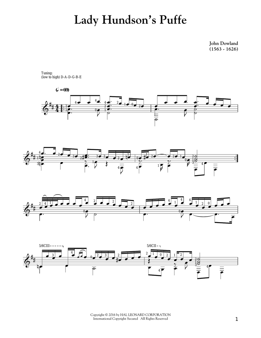 Lady Hunsdon's Puffe Lady Hunsdon's Puffe Acoustic Guitar scores gallery preview page 1