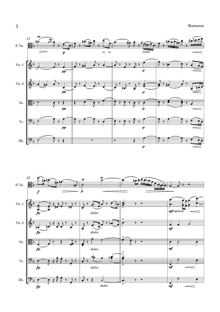 Bruch Romance for Viola and String Orchestra Op.85 String Orchestra scores gallery preview page 3