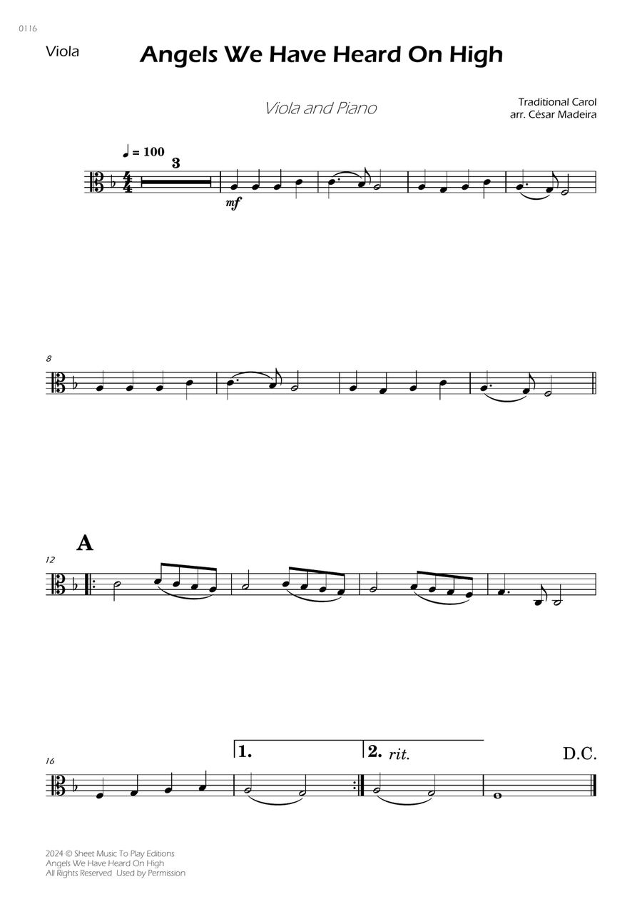 Angels We Have Heard On High - Viola and Piano Piano scores gallery preview page 2