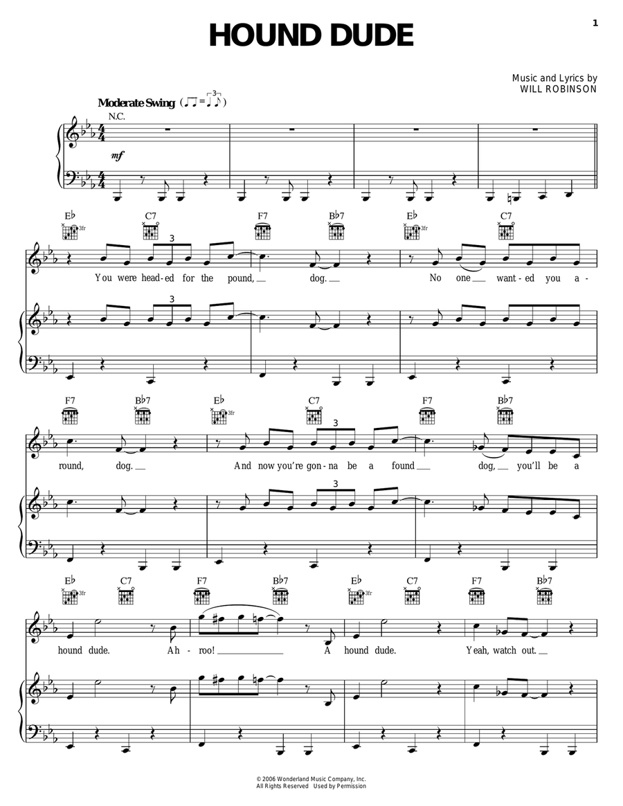 Hound Dude Piano, Vocal, Guitar scores gallery preview page 1