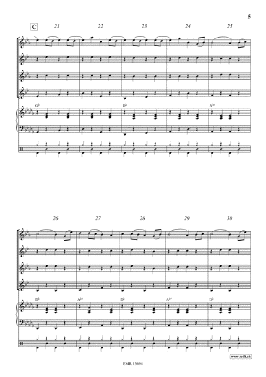 Radetzky March Saxophone Quartet scores gallery preview page 5