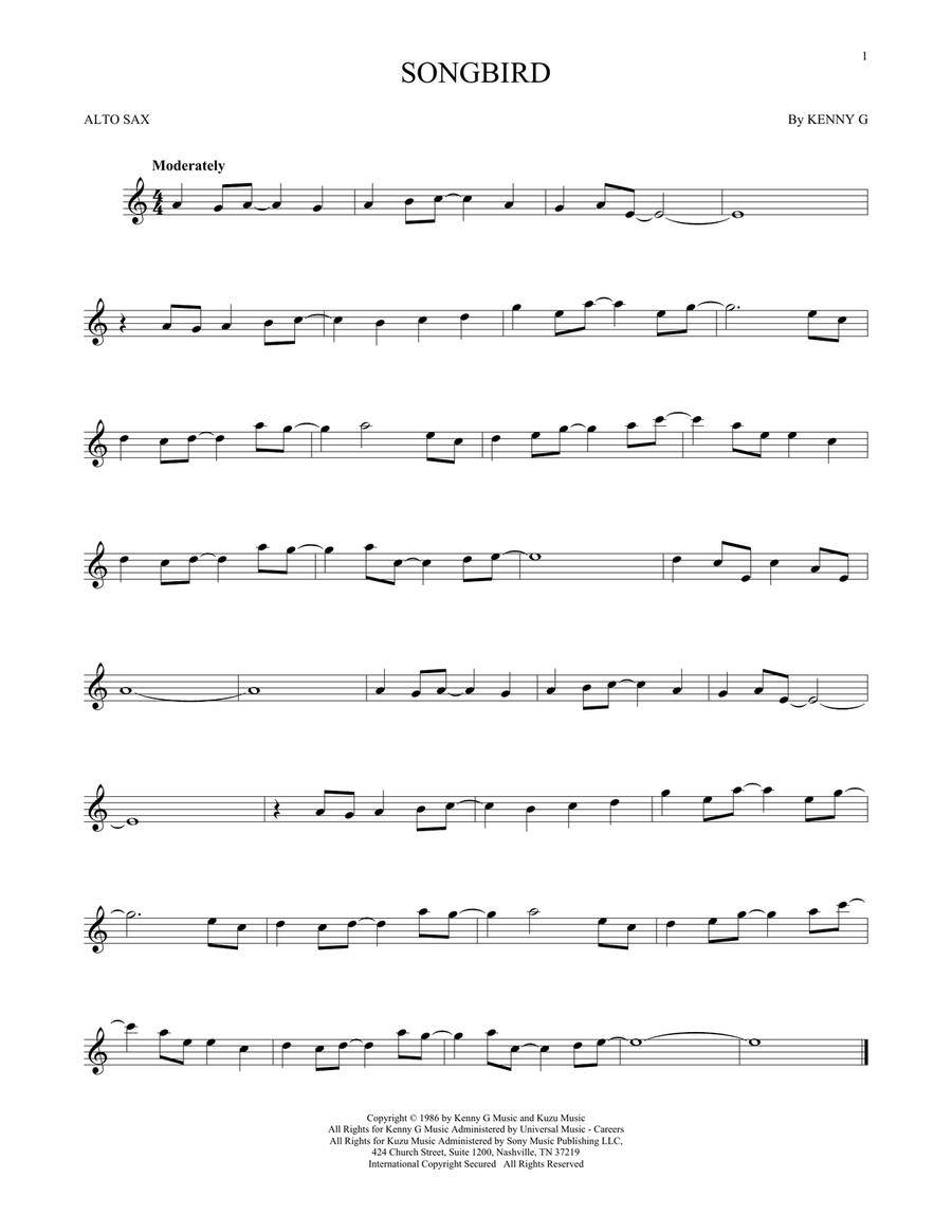 Songbird Alto Saxophone scores gallery preview page 1