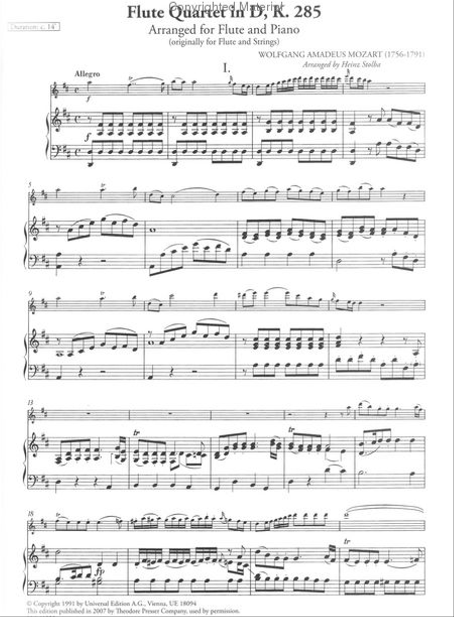 Flute Quartet In D, K. 285 Chamber Music scores gallery preview page 2