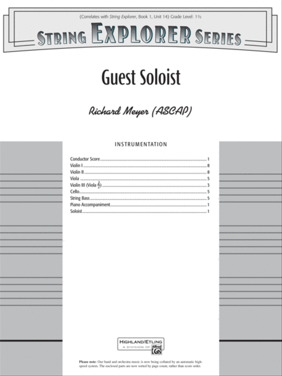 Guest Soloist: Score String Orchestra scores gallery preview page 1