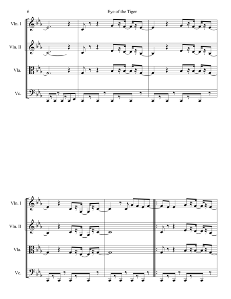 Eye Of The Tiger Eye Of The Tiger String Quartet scores gallery preview page 6