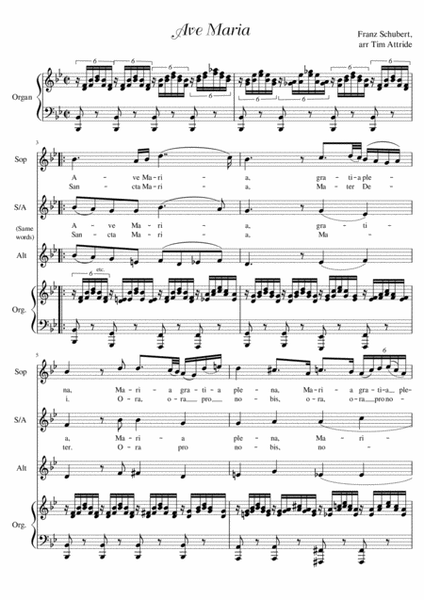 Ave Maria, Schubert, 3-part arrangement. image number null