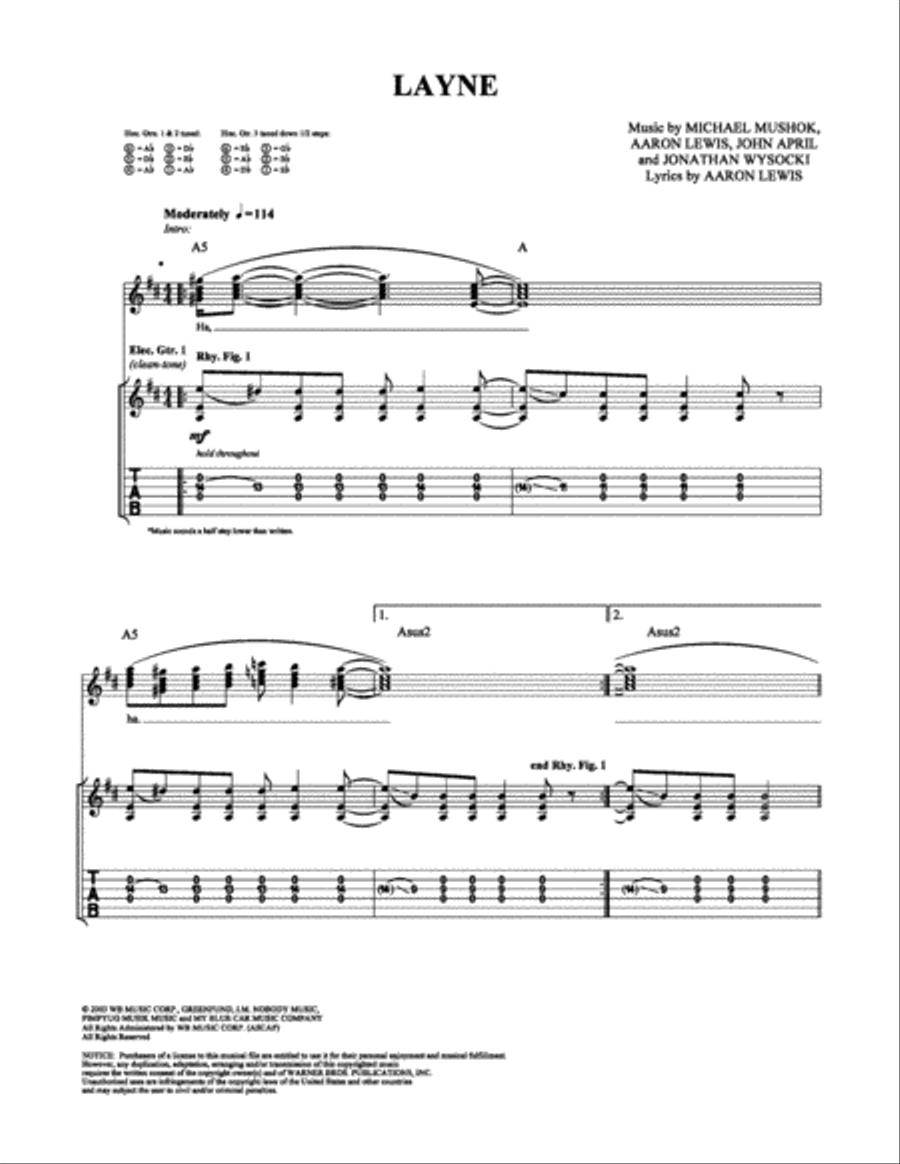 Layne Electric Guitar scores gallery preview page 1