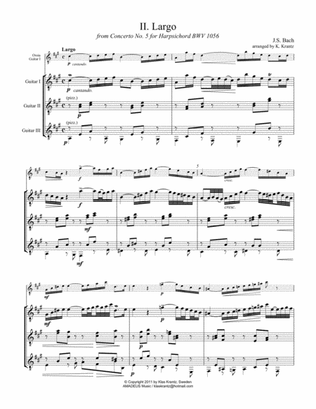 Book cover for Arioso (Largo) from Cantata 156 for guitar trio (ornamented)