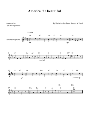 America The Beautiful - Tenor sax solo (+ CHORDS)